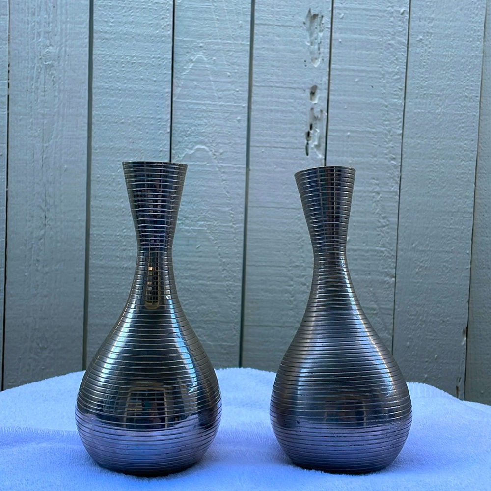 Set of MCM  Chrome Vases